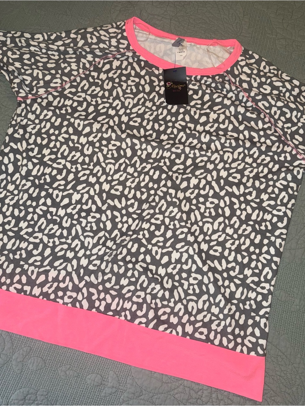 Honeyme Gray & Pink Leopard Print Tunic - Picture 2 of 3